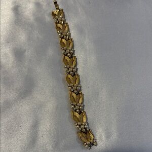 Trifari Gold and Pearl Leaf Bracelet